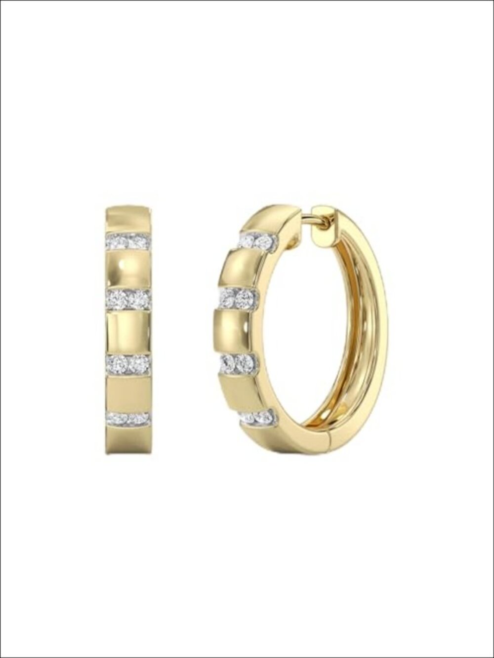 14K Gold Plated Sterling Silver Lab Grown Diamond Pavรฉ Hoop Earrings